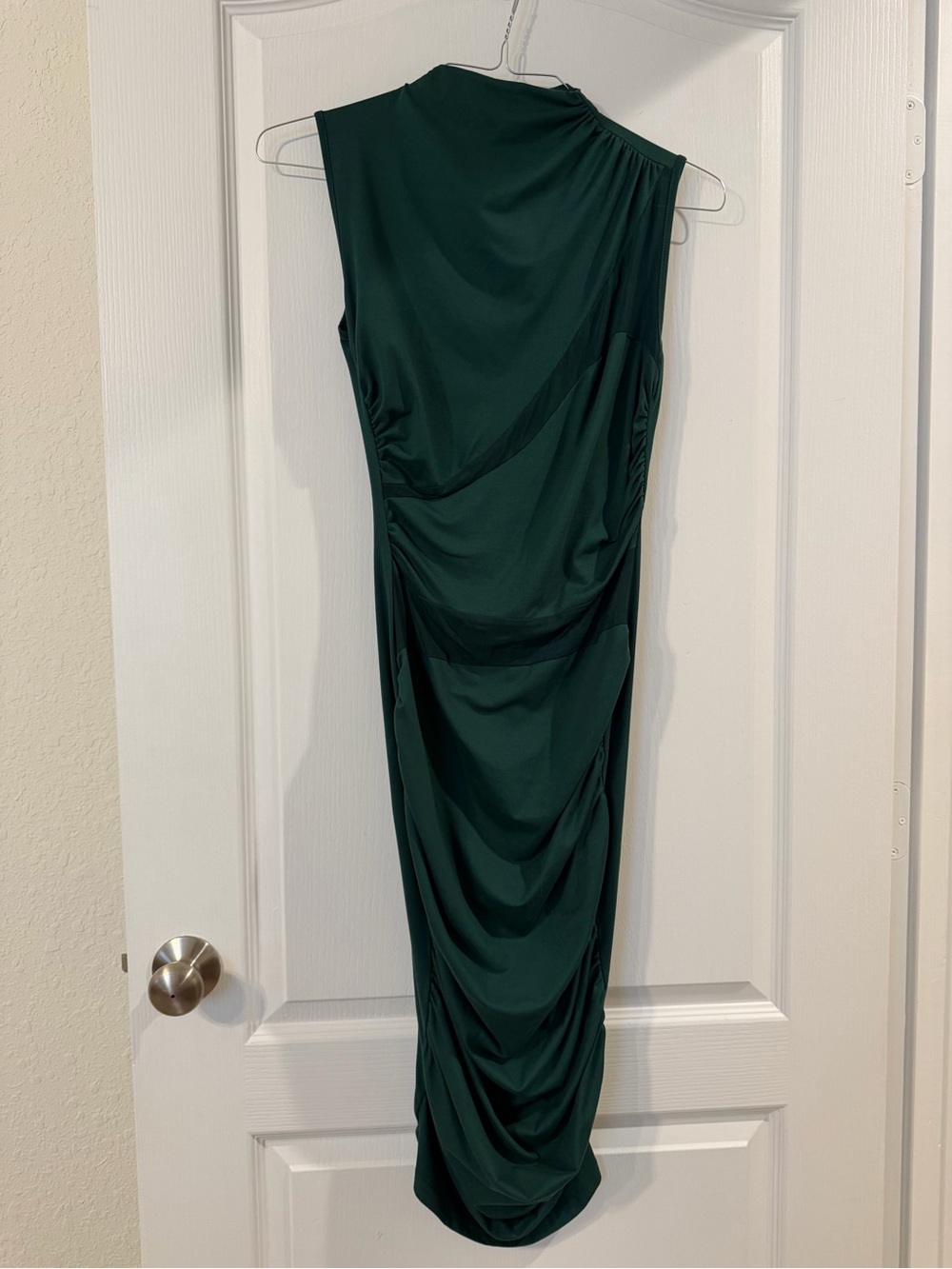 SHEIN Deep Emerald Sleeveless Ruched Long Dress, Small